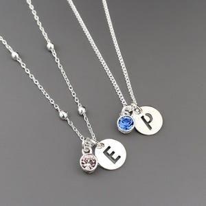 Initial Necklace, Birthstone Necklace, Sterling Silver, Initial, Birthstone, Sterling Silver Necklace Personalised Necklace, 925,
