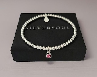 Pulsera de piedra natal, Pulsera de piedra natal, Pulsera elástica, Pulsera de plata esterlina, Pulsera, Pulsera personalizada, Pulsera de cuentas,