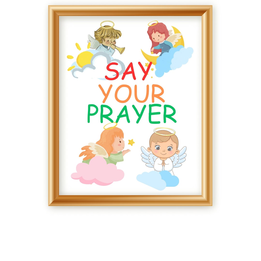 Say Your Prayer Printable, Kids Room Art, Kids Room Pages, Printable ...
