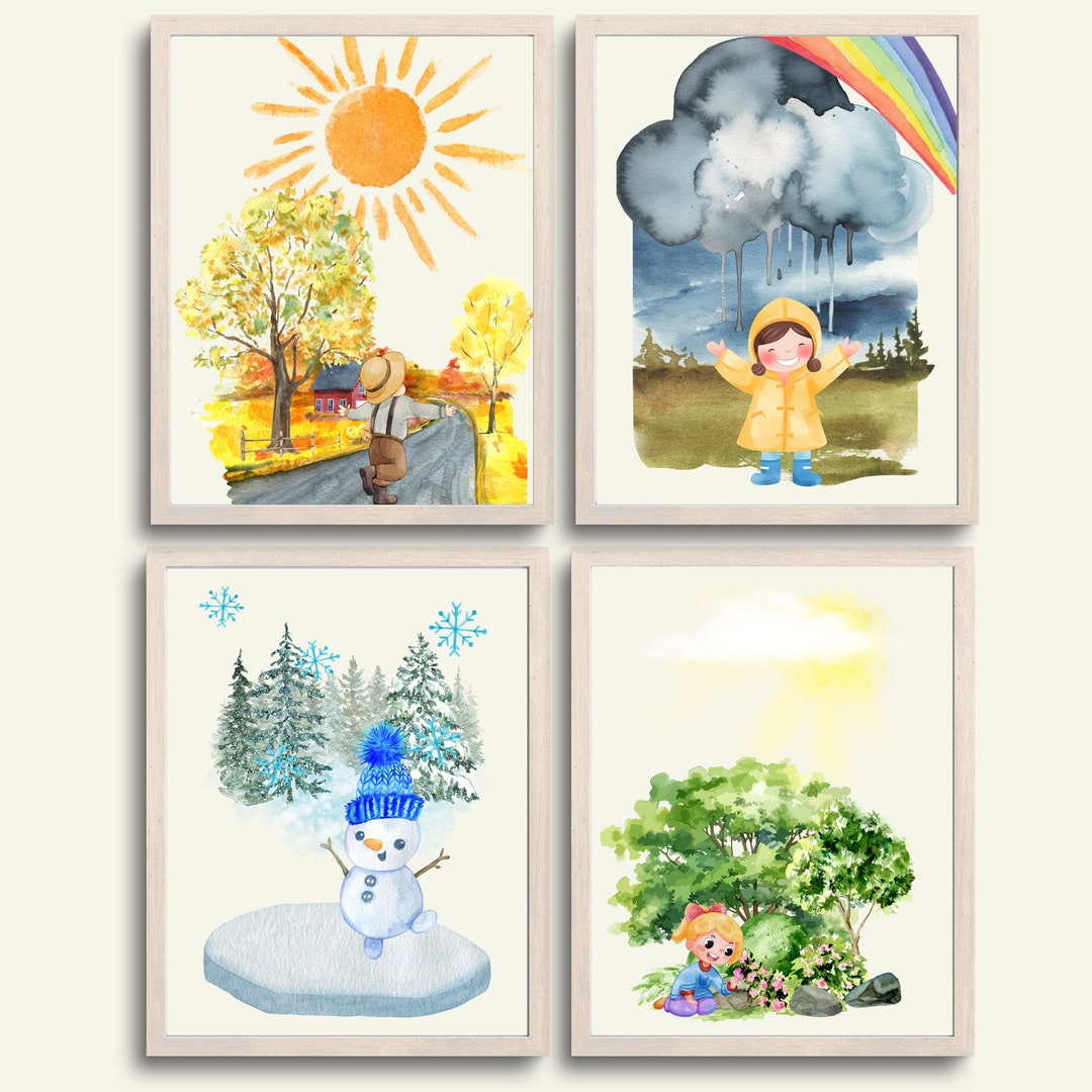 Seasons Printable, Spring, Summer, Autumn, Winter, Homeschool Print Set 