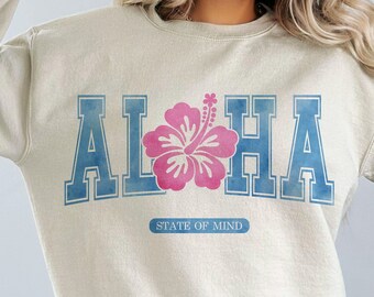 Aloha State of Mind Png, Varsity Aloha Png, Summer png, Floral summer png, Trendy summer png, Hawaii Png, Beach vibes png,  Summer life png