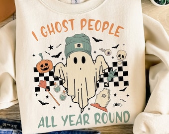Ghost People Year Round, Cool Ghost Halloween | Retro Sublimations, PNG Sublimations, Designs Downloads, Shirt Design, Sublimation Download