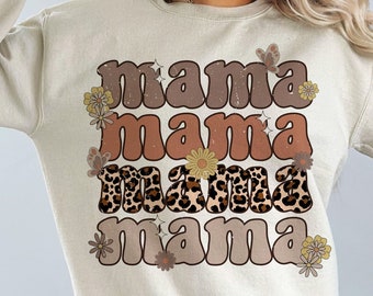 Mama Retro Flower PNG | Sublimation Png | Mama Png | Retro Png | Sublimation design | Leopard Mama Png