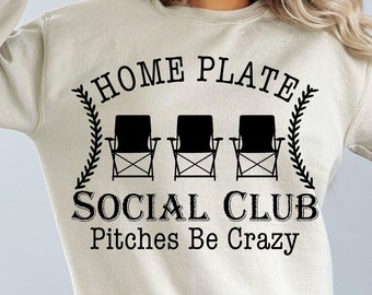Home Plate Social Club Pitches be Crazy Sideline Bleacher Mom PNG for Sublimation On the Bleachers, Baseball mom png, Baseball png
