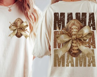 Football Mama Bow png, herfstcoquette boog png, herfst voetbalshirt png, voetbal sport png, voetbal moeder png, game dag sublimatieontwerp