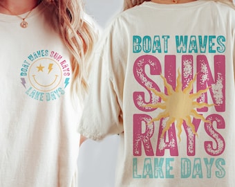 Summer Png, Boat Waves Sun Rays Lake Days PNG, Lake Life Png, Hello Summer Png, Beach Png, Retro Summer Sublimation Designs Download, Png