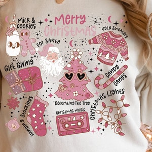 Retro Trendy Christmas PNG, Cute Christmas PNG, Pink Christmas Png for girls, Christmas Gift PNG, Png Design Downloads, Digital Png