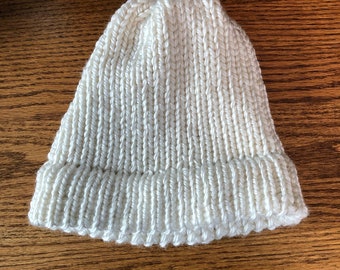 Hand Knit Child Hat - Cream