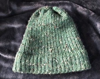 Hand Knit Warm Adult Hat - Color: Kale