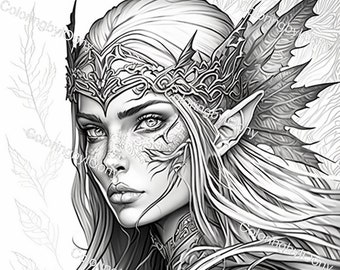 Adult coloring page, elf woman / elf woman Coloring Page Printable