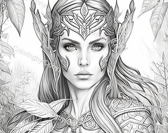 Adult coloring page, elf woman / elf woman Coloring Page Printable