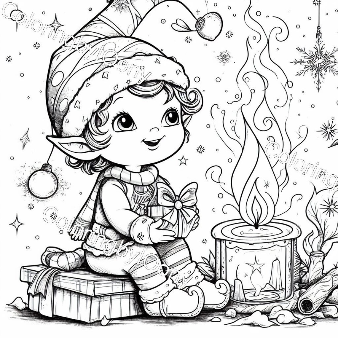 Coloring Pages, Christmas Theme /coloring Pages, Christmas Theme - Etsy