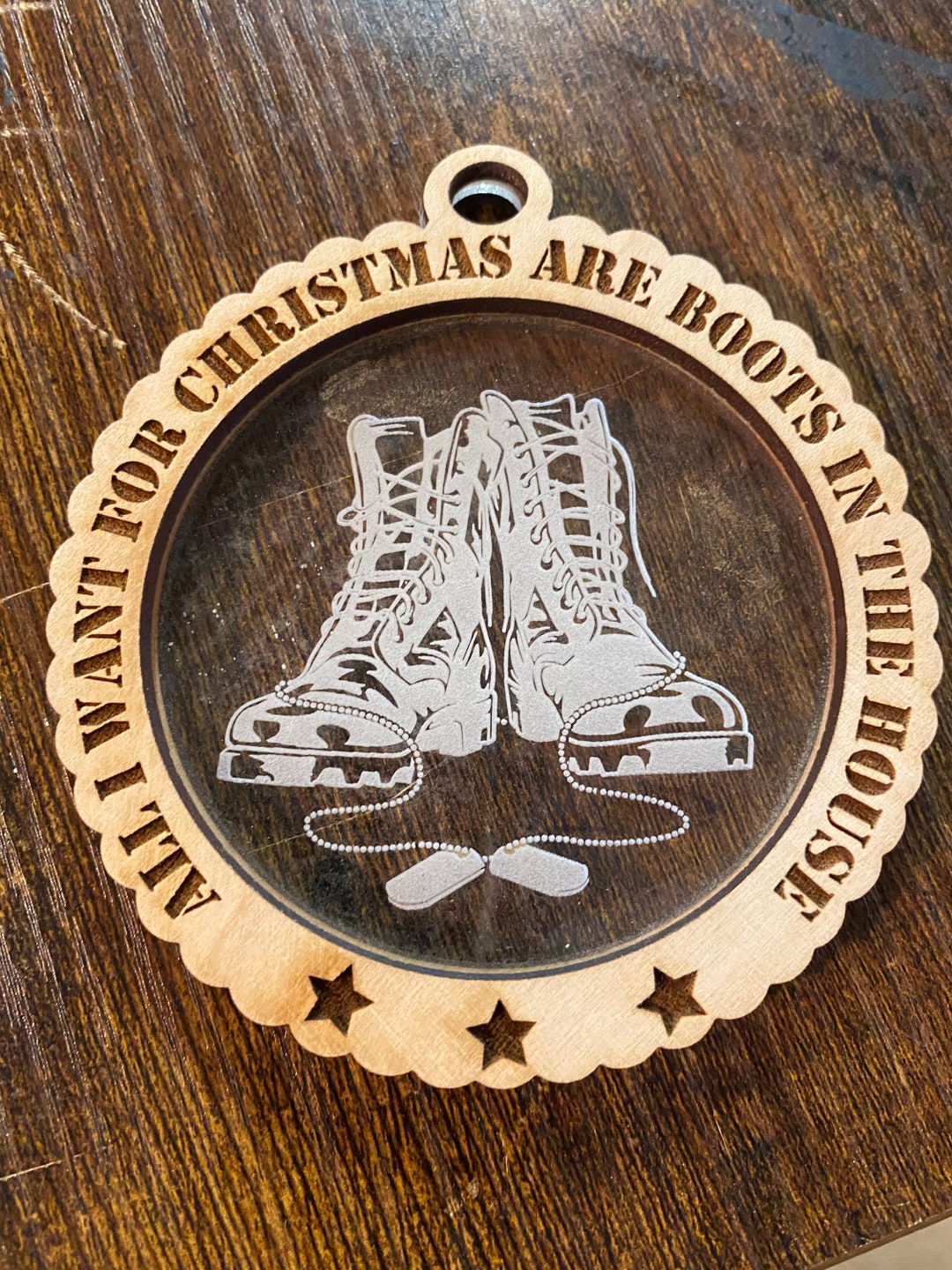 Personalized Sheepskin Boots Christmas Ornament