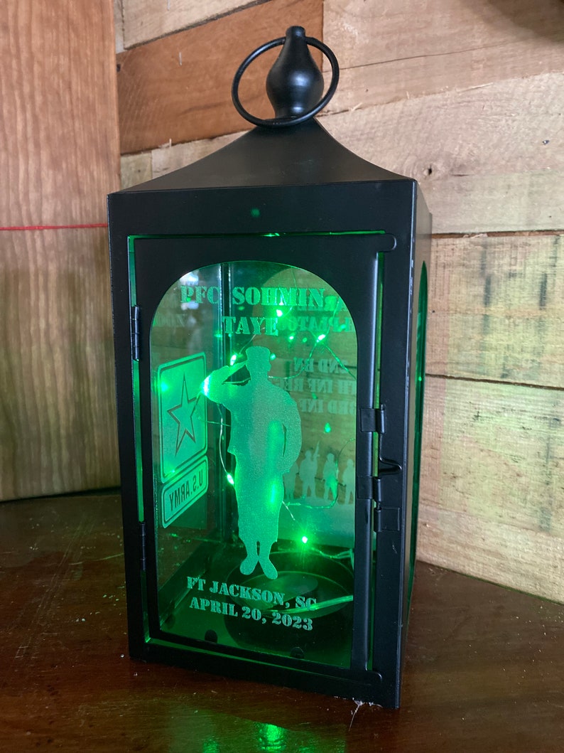 Etched Glass Lantern Personalized Etsy