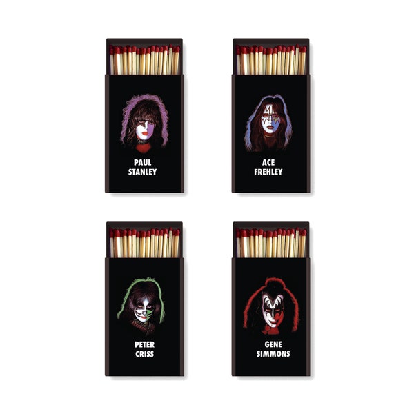 Kiss 4 Match Box Set Solo Albums Ace Gene Paul Peter Heavy Metal Matches Rock And Roll Army Hotter Than Hell Dynasty Collector Souvenir