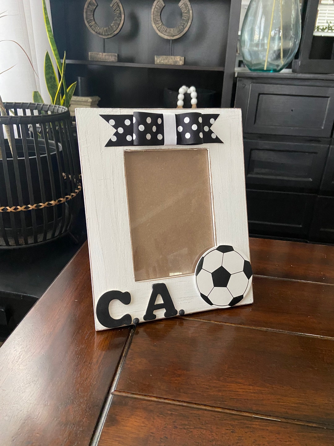 Soccer Picture Frame, Picture Frame, Rustic Picture Frame, Initial ...