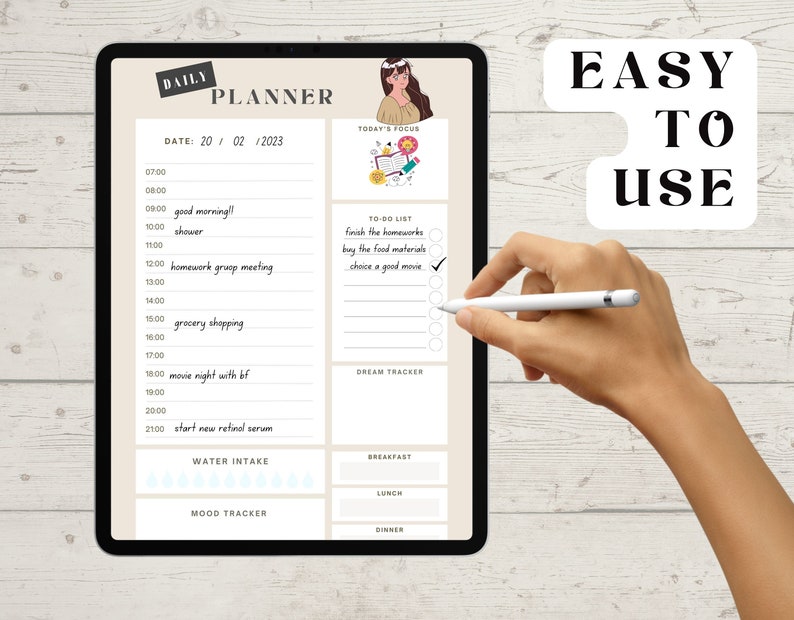 Anime Girl Theme Simple Digital Planner Undated Planner for iPad ...