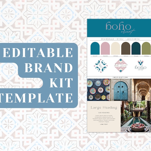 Bohemian Etnic Canva Brand Kit Template | Brand Board Template, Brand Kit, DIY Logo Branding, Pre-made Brand Kit, Aesthetic Brand