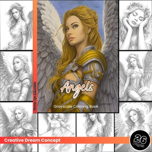 Angles Coloring Page for Adults Beautiful Woman Coloring Book, Printable PDF Instant Download Coloring Page