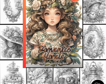 Romantische Blumen Malseite für Erwachsene Niedliche Herbst Malbuch, druckbare Blumen Färbung PDF Sofort Download Malseite