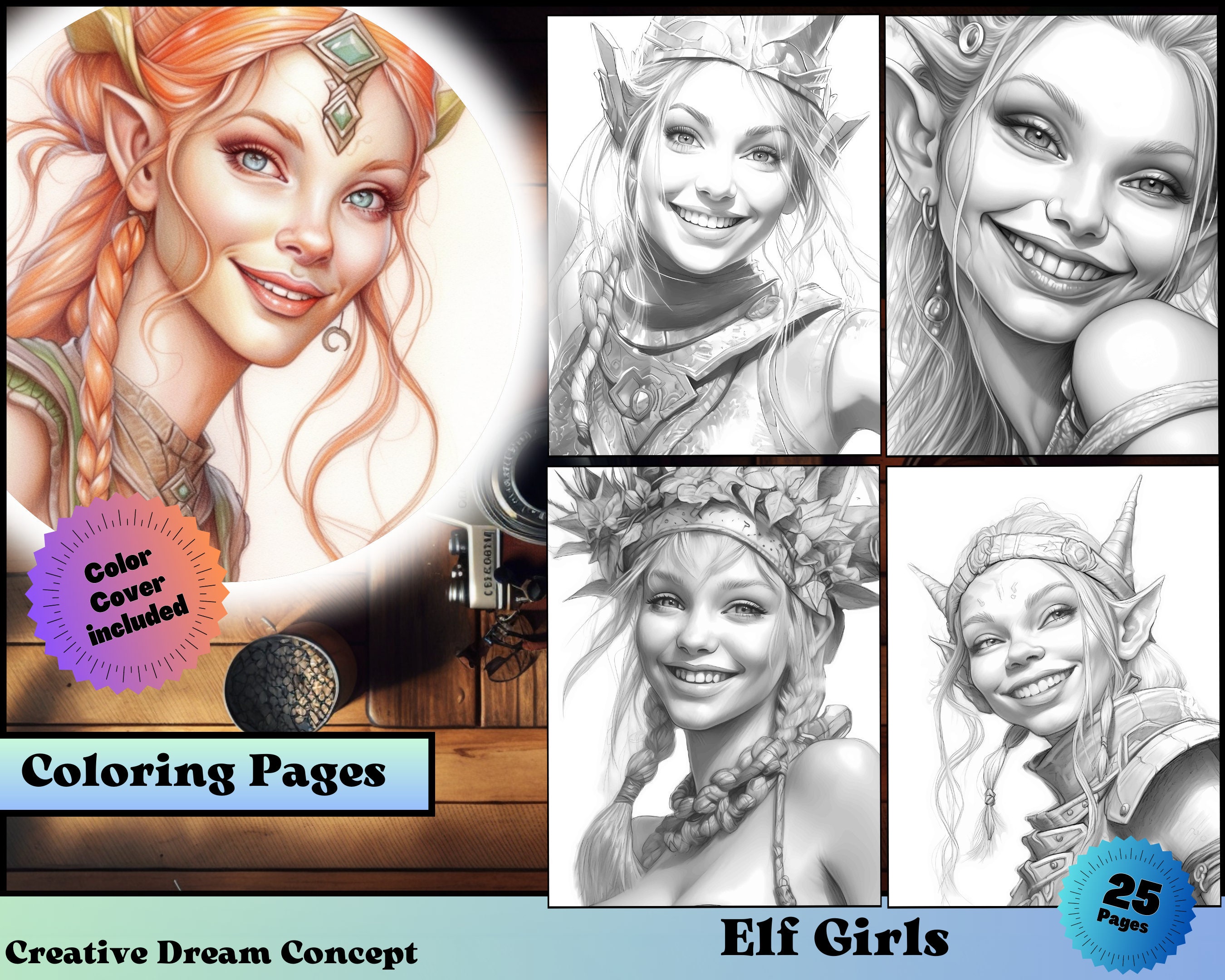 Colouring Heaven Collection Elves Behavin' Badly print Magazine Exclusive  Festive Colouring Pages Elfie & Evie 