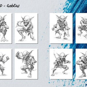 Goblins coloring Pages for Adults Grayscale Coloring Book Download Grayscale Illustration Printable PDF file D&D digital download 画像 6