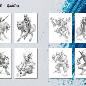 Goblins coloring Pages for Adults Grayscale Coloring Book Download Grayscale Illustration Printable PDF file D&D digital download image 5