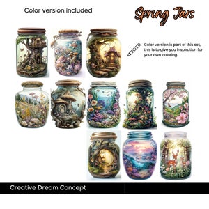 39 Spring Jars Coloring Page for Adults Summer Coloring Book Nature ...