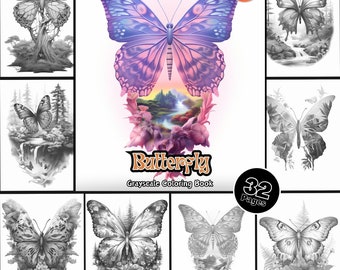 Butterfly Coloring Page for Adults Beautiful Nature Coloring Book For Printable PDF Instant Download Coloring Page