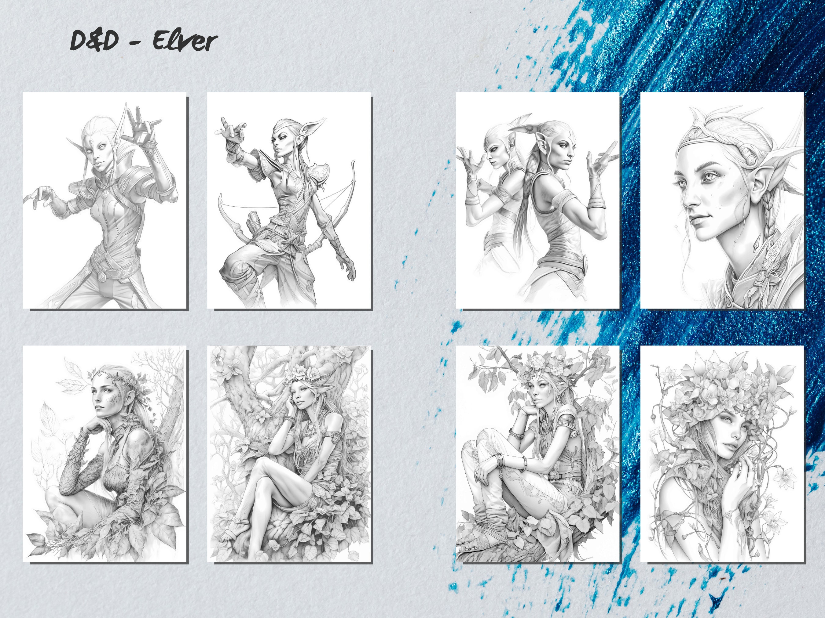 Elfs Coloring Pages for Adults Elf Grayscale Coloring Book - Etsy