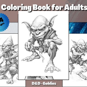Goblins coloring Pages for Adults Grayscale Coloring Book Download Grayscale Illustration Printable PDF file D&D digital download image 1