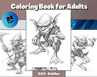 Goblins coloring Pages for Adults Grayscale Coloring Book Download Grayscale Illustration Printable PDF file D&D digital download