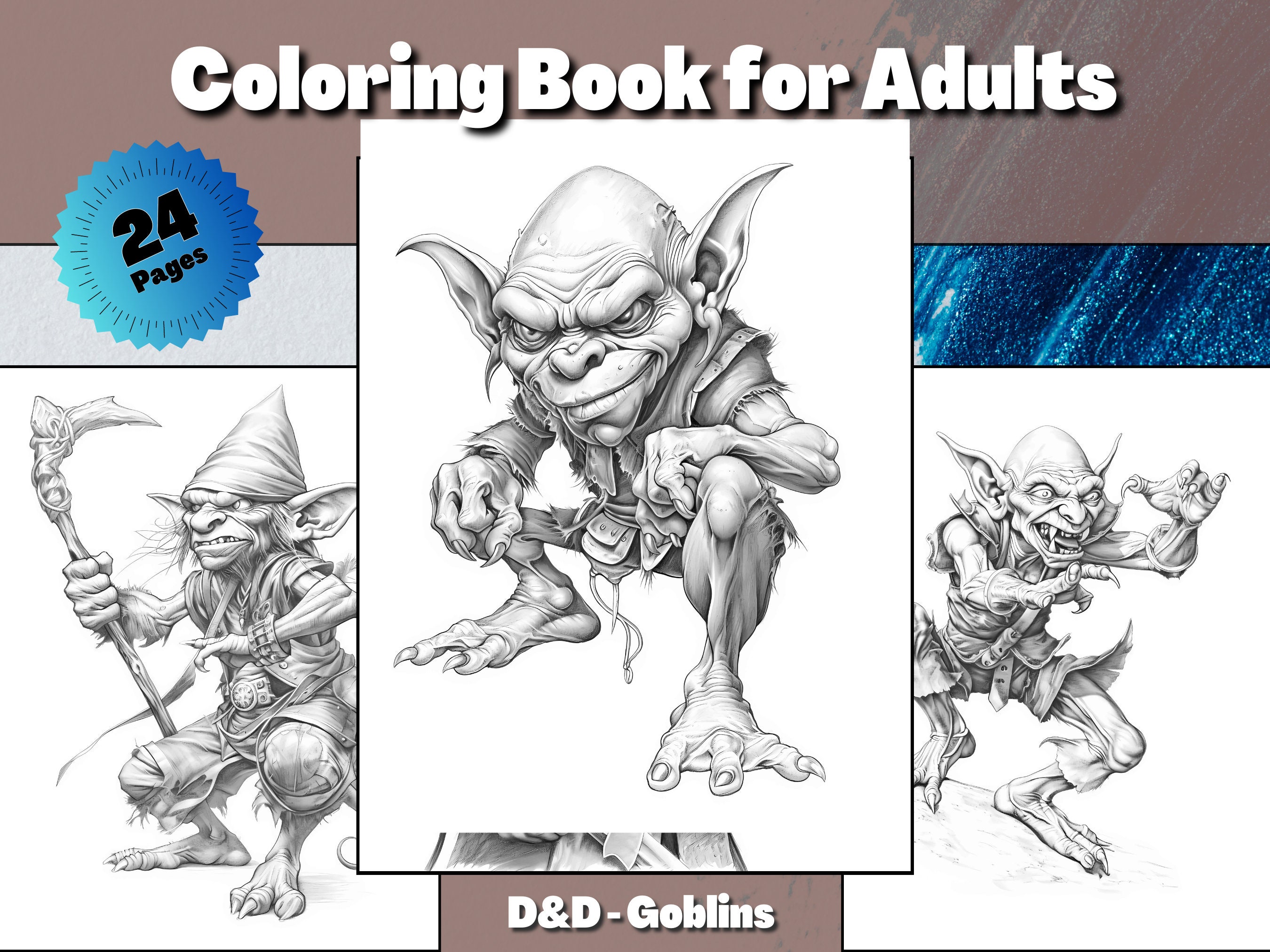 Goblins Coloring Pages for Adults Grayscale Coloring Book Etsy