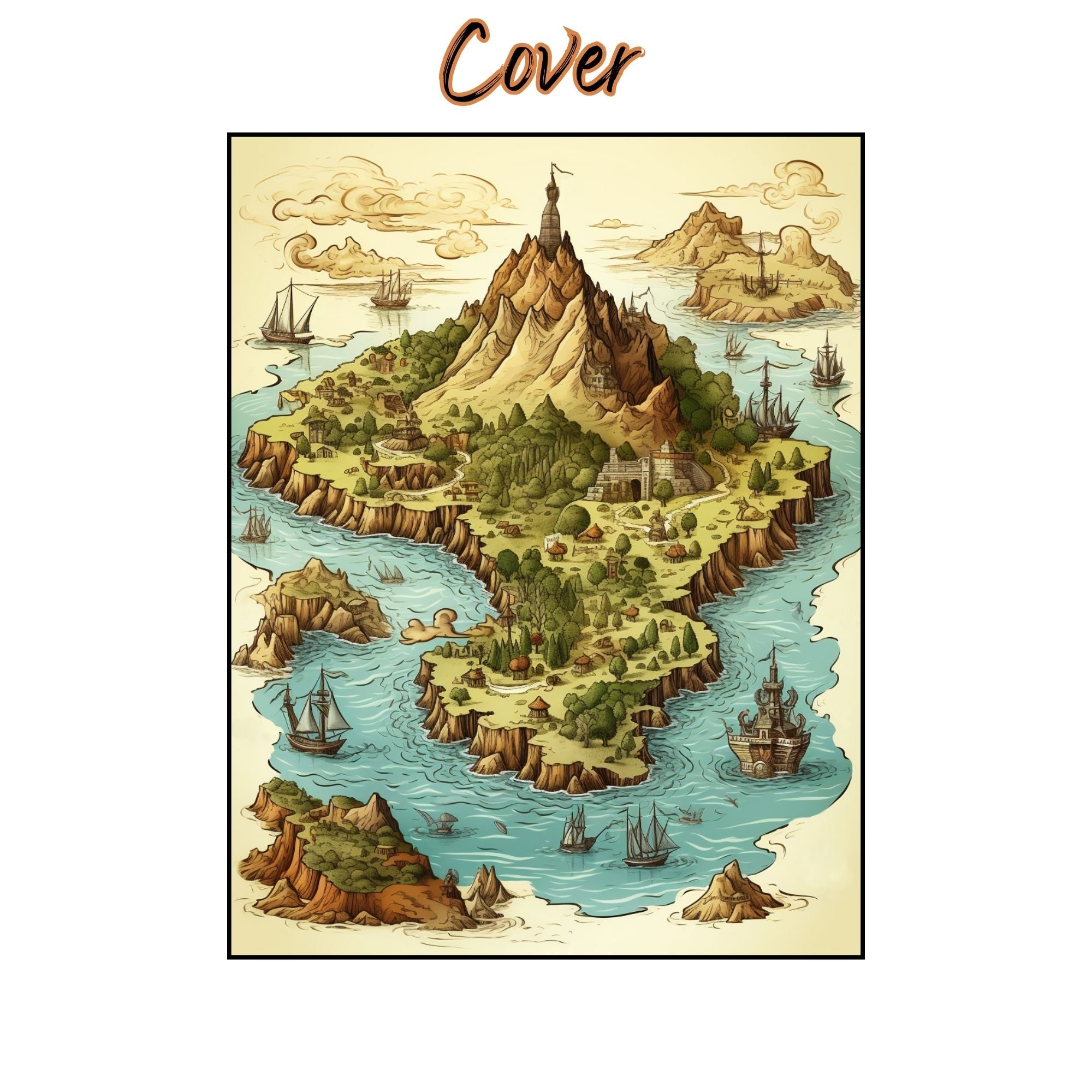 Fictional Map Colorable Fantasy Map Coloring Pages for Adult and Kids Coloring Book, Fantasy ...