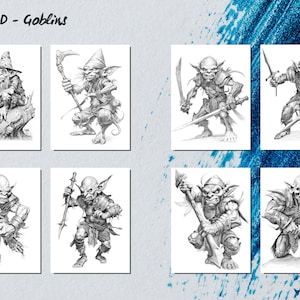 Goblins coloring Pages for Adults Grayscale Coloring Book Download Grayscale Illustration Printable PDF file D&D digital download 画像 4