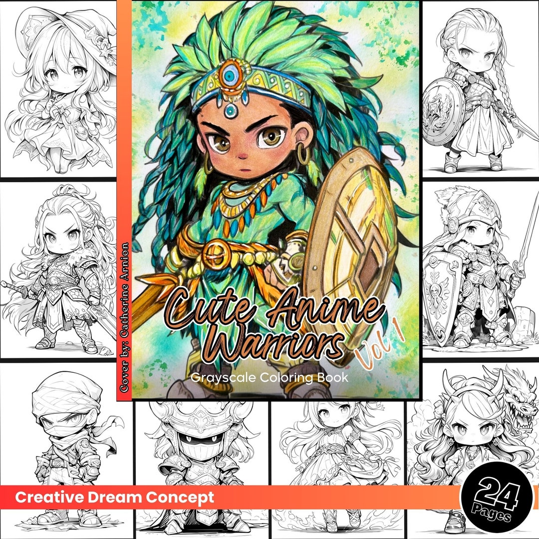 Cute Anime Warriors Coloring Page for Adults Adorable Anime - Etsy