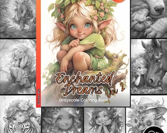 Enchanted Dreams Vol 2 Coloring Page for Adults Cute Elf's Coloring Book Adorable Girls Printable PDF Instant Download Fantasy Coloring Page