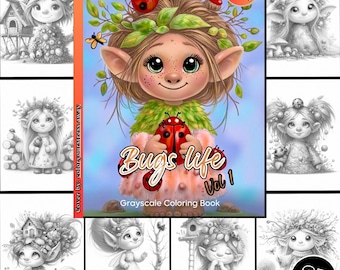 Bugs Life Coloring Page for Adults Cute Trolls Coloring Book, Printable Adorable Gnomes PDF Instant Download Coloring Page