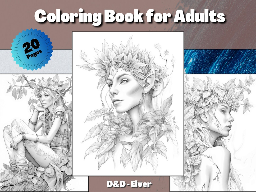 Elfs Coloring Pages for Adults Elf Grayscale Coloring Book - Etsy