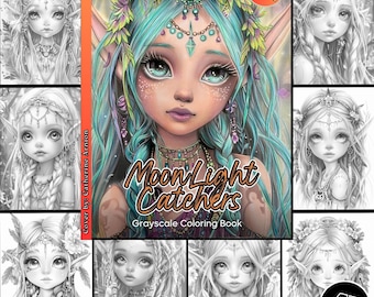 MoonLight Catchers Coloring Page for Adults Cute Girls Coloring Book for Her, Printable PDF Instant Download Coloring Page