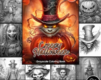 Creepy Halloween Coloring Page for Adults Spooky Creatures Coloring Book, Printable Horror Pages PDF Instant Download Coloring Page