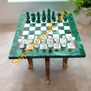 Malachite Chess Board Set With Marble Chess Pieces, Chess Game Set, Indoor Chess Set Classic Chess Board Set For Easter Gift For Chess Lover