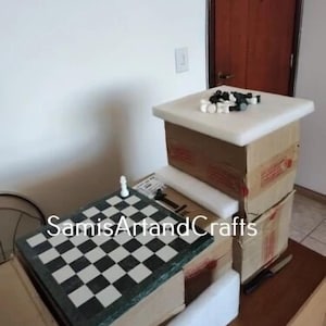 Christmas Gift Chess Board With Pieces Set Handmade Natural Green Marble, Green Chess Square, Tournament Chess Board, Vintage Chess