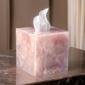 Tissue Box Handmade Quartz Stone Cover, Elegant Bathroom Decor for Tissues, Housewarming Gift