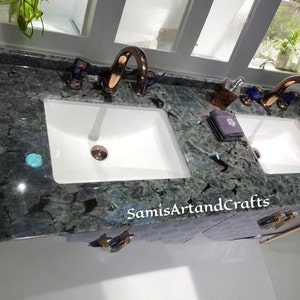 Labradorite Bathroom Sink Counter Top, Bathroom Wall Decor Luxury Interior, Stone Handmade Bathroom Counter Top, Christmas Gift Decor