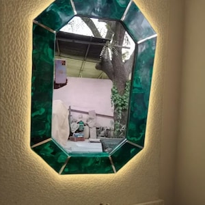 Exclusive Malachite Stone Mirror, Stone Wall Mirrors, Luxury Wall Hanging Mirror For Home Decor
