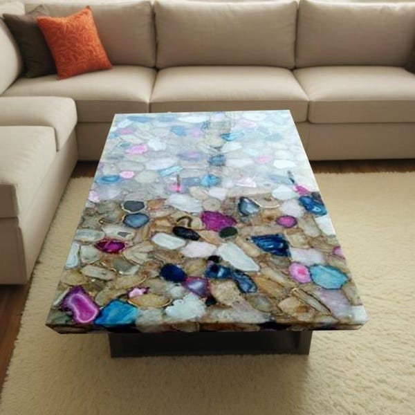 Handgemachte Mix Achat Couchtischplatte | Edelstein Möbel