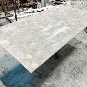 Handmade White Quartz Table Top | Natural Stone Kitchen Counter