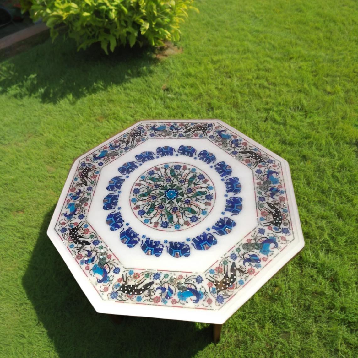 O　タージマハール/インド白大理石 象嵌細工テーブル天板 O様専用 タージマハール/インド白大理石 象嵌細工テーブル天板