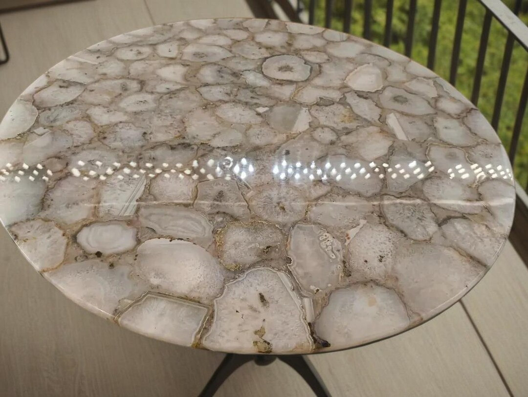 Crystal Agate Stone Round Table Top, Living Room Decor - Etsy